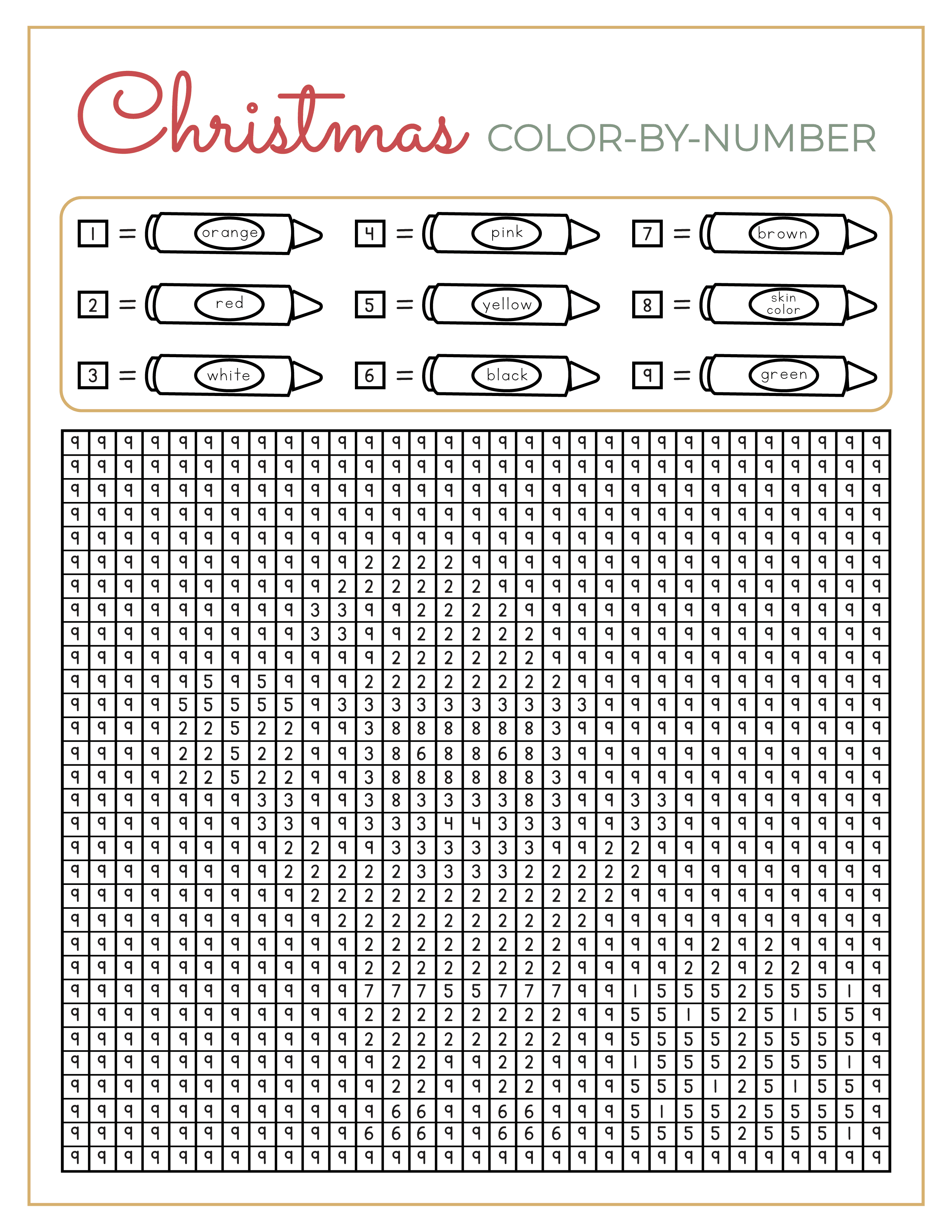 christmas colorcode - {colornumber} - kids activity zone